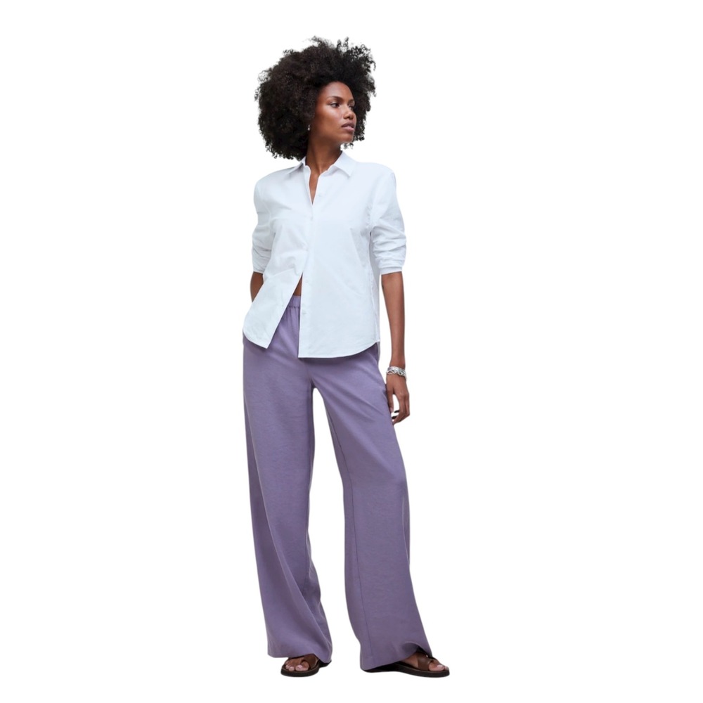 Madewell Wide-Leg Pants Smoky Grape Purple Large Tall NWT